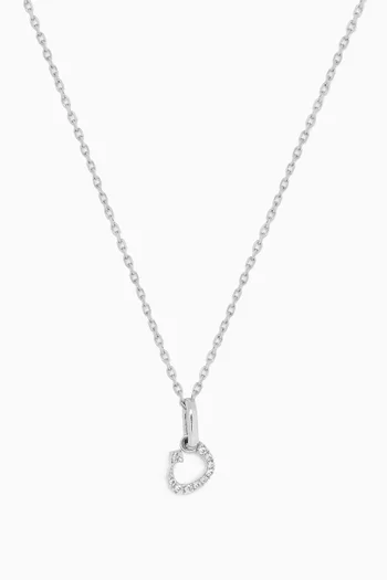Arabic Letter N ن Diamond Necklace in 18kt White Gold