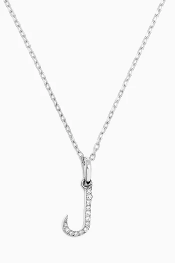 Arabic Letter L ل Diamond Necklace in 18kt White Gold