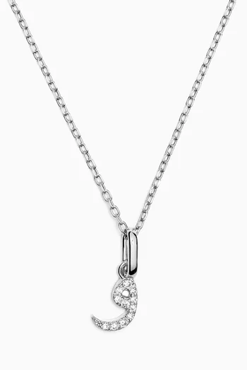 Arabic Letter W و Diamond Necklace in 18kt White Gold