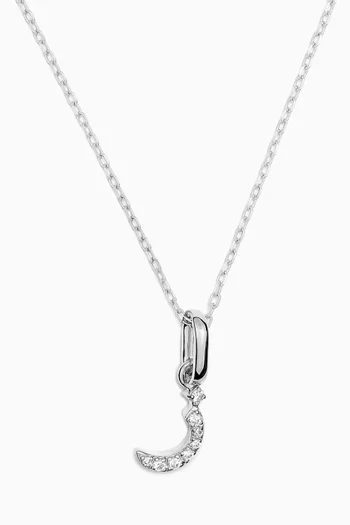 Arabic Letter Zain/Z ز Diamond Necklace in 18kt White Gold