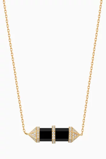 Chakra Small Black Onyx & Diamond Necklace in 18kt Gold