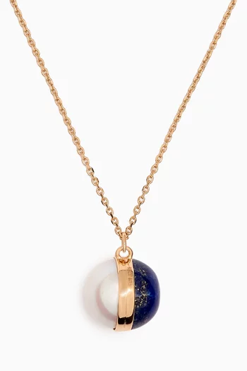 Kiku Glow Sphere Pearl & Lapis Lazuli Necklace in 18kt Gold