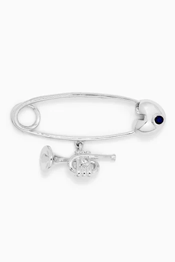 بروش للأطفال بحلية بوق مرصع بياقوت وماس ذهب عيار 18