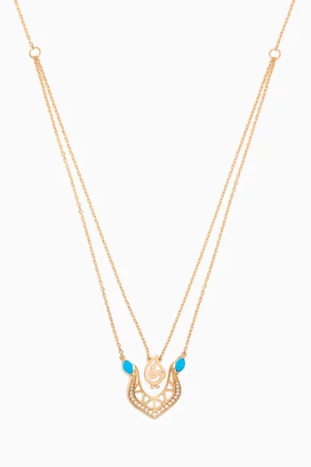 Ummi Necklace with Diamonds & Turquoise in 18kt Yellow Gold