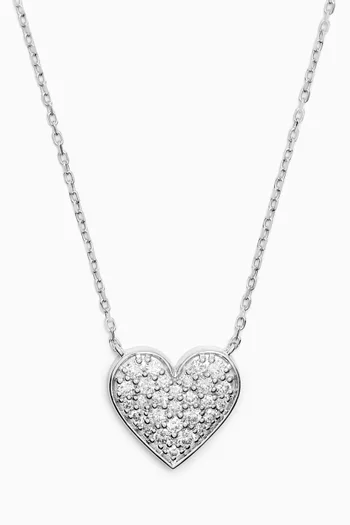 Diamond Heart Pendant Necklace in 18kt White Gold