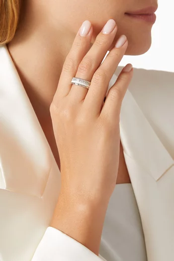 خاتم كاتر إصدار وايت صغير مرصع بالماس ذهب أبيض عيار 18