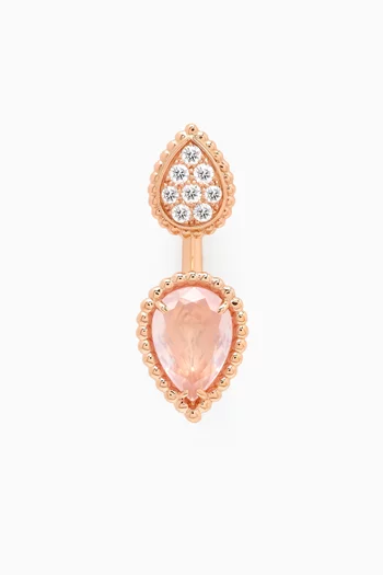 Serpent Bohème Double Motif Diamond & Pink Quartz Single Stud Earring in 18kt Rose Gold
