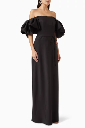 Off-shoulder A-line Gown in Crepe