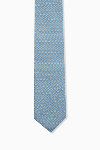 Gancini Print Tie in Silk
