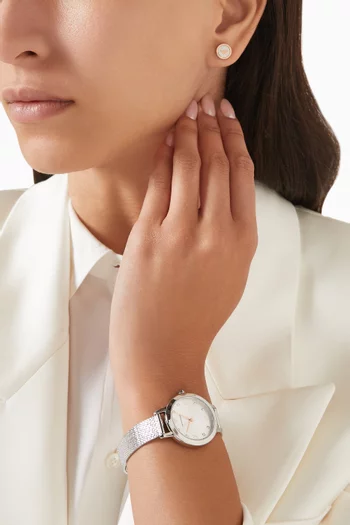 Cleo Stainless Steel Quartz Watch & EA Stud Earrings Set