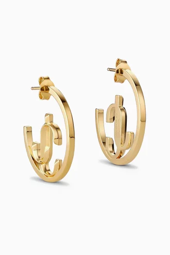 JC Monogram Hoop Earrings in Gold-finish Brass