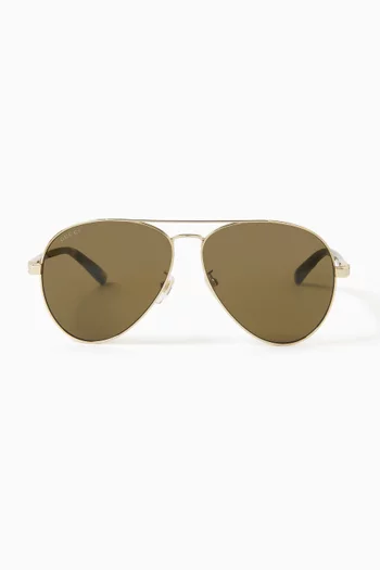 XL Aviator Sunglasses in Metal