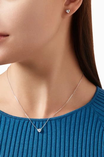 Heart Diamond Pendant Necklace in 18kt White Gold, 0.6ct