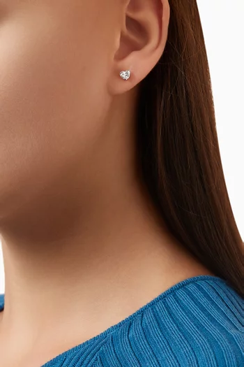 Heart Diamond Stud Earrings in 18kt White Gold, 1ct
