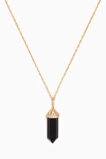 Chakra Small Black Onyx & Diamond Necklace in 18kt Yellow Gold