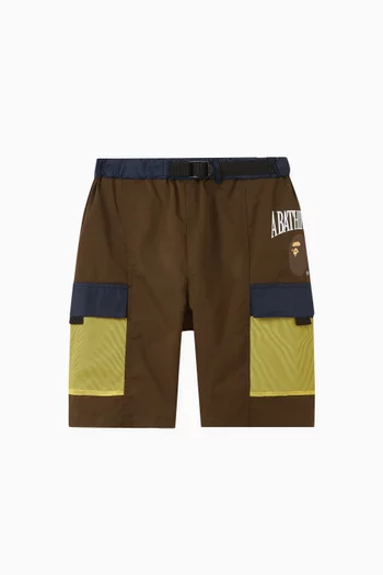 Logo-print Mesh-pocket Shorts in Polyester-blend
