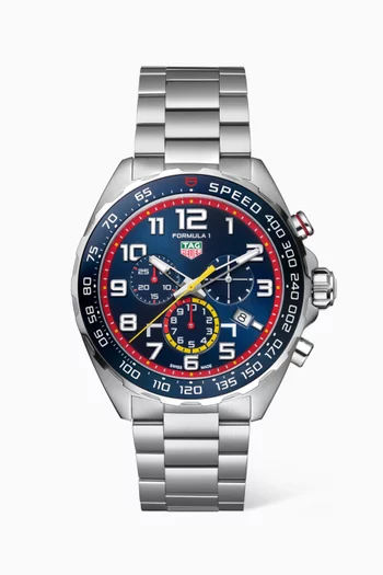 ساعة فورمولا 1 كرونوغراف ستانلس ستيل، 43 مم تاغ هوير × ريد بول للسباقات