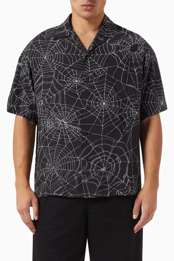 قميص هاواي بنقشة شبكة عناكب رايون