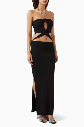 Nula Strapless Cut-out Maxi Dress in Viscose-blend