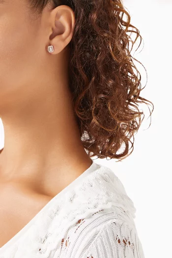 Barq Square Diamond Earrings in 18kt Rose Gold