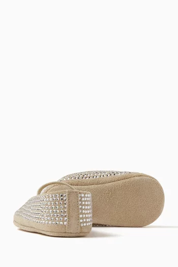 Rhinestone Ballerinas in Suede