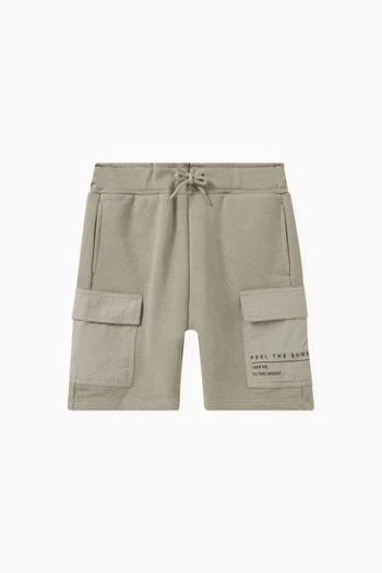 Flap-pocket Sweat Shorts in Cotton-blend