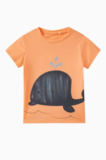 Whale-print T-shirt in Cotton