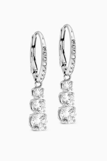 Attract Trilogy Round Pierced Earrings in Rhodium-plated Metal