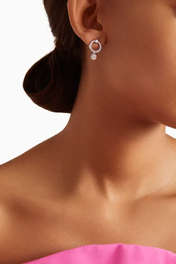 Attract Circle Pierced Earrings in Rhodium-plated Metal