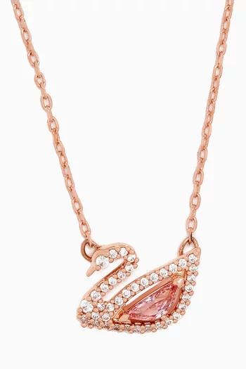 Dazzling Swan Necklace in Rose-gold Plated Metal