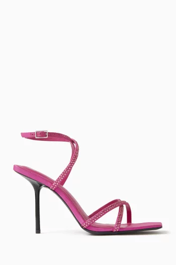 Gemma 95 Crystal-embellished Sandals in Satin