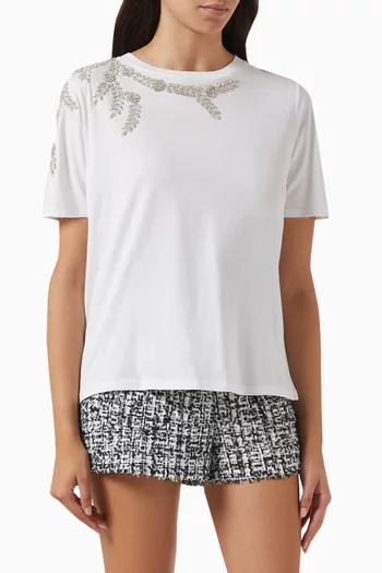 Stras Embroidered T-shirt in Cotton