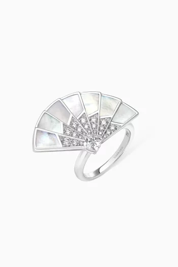 Fanfare Symphony Mother of Pearl & Diamond Ring in 18kt White Gold