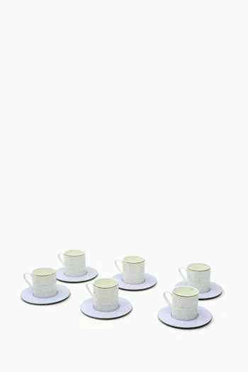 Floral Espresso Cups with Saucers in Porcelain
