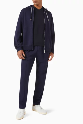 Hooded Zip Sweatshirt in Techno-cotton French Terry