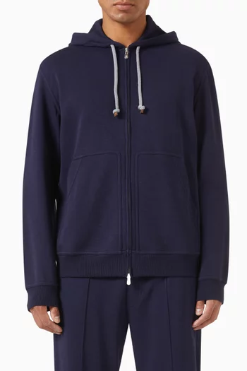 Hooded Zip Sweatshirt in Techno-cotton French Terry