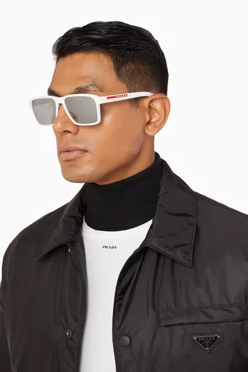 Linea Rossa Rectangular Sunglasses in Rubber