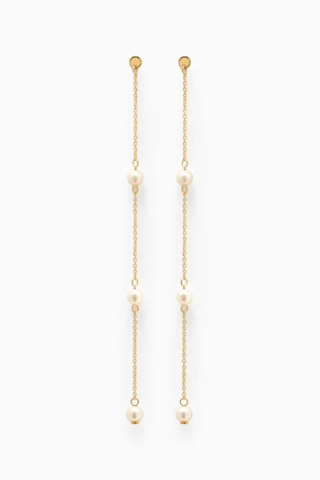 Kiku Pearl Drop Chain Earrings in 18kt Gold