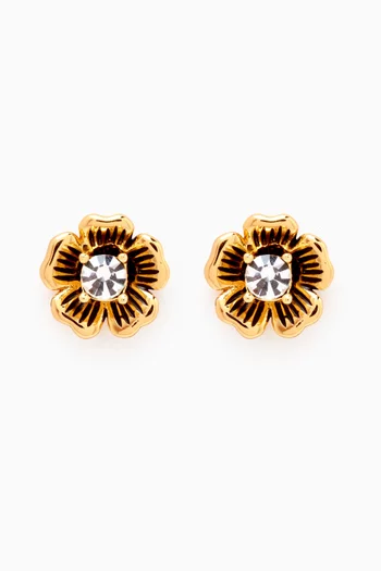 Signature Tea Rose Stud Earrings in Metal