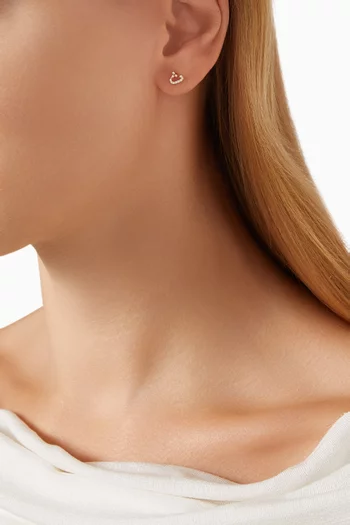 Arabic Letter Thaa ث Diamond Single Stud Earring in 18kt Yellow Gold