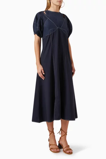 Corset-stitch Midi Dress in Viscose-blend