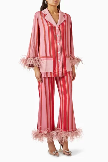 Detachable Feather Party Pyjama Set in Viscose