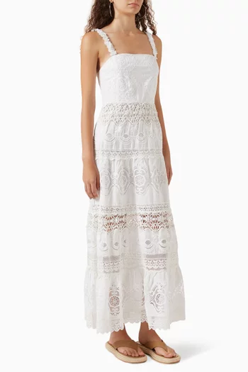 Alora Embroidered Maxi Dress in Linen