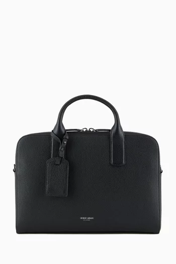 Logo Laptop Bag in Leather