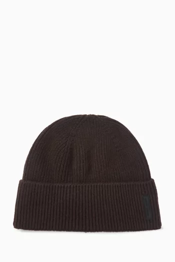 Rubber Logo Beanie in Cashmere