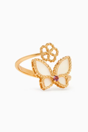 Farfasha Butterfly Petali del Mare & Amethyst Open Ring in 18kt Rose Gold