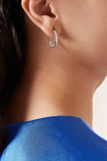 Crescent Diamond Hoop Earring in 18kt White Gold
