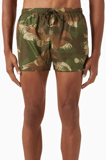 Camouflage Print Swim Shorts in Nylon