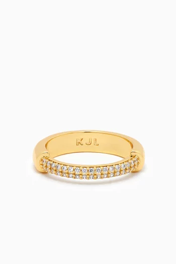 Half Pavé Ring in 14kt Gold-plated Brass