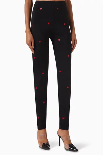 All-over Logo Leggings in Wool-blend Knit